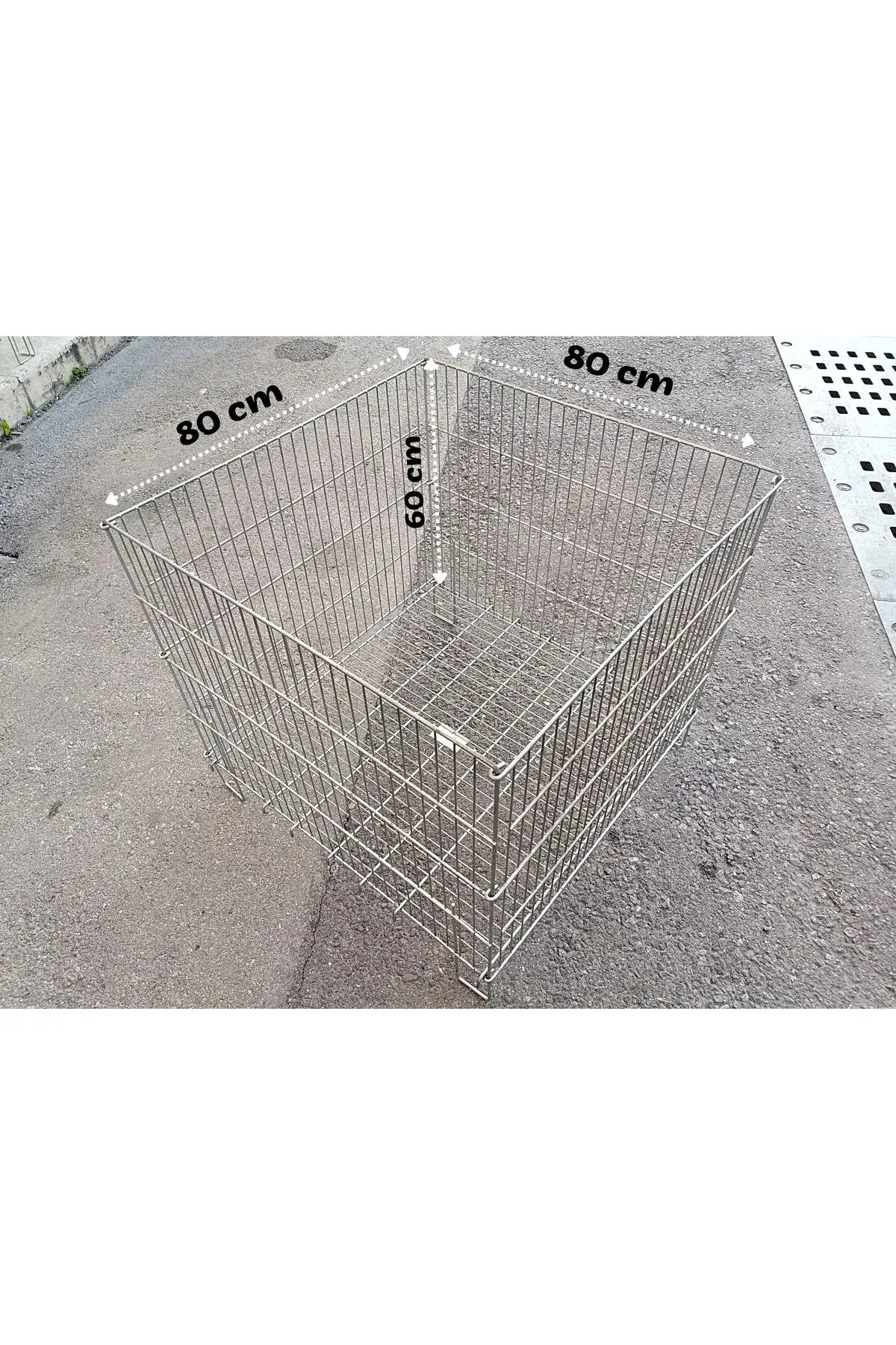 Katlanabilir Tel Sepet 80x80x60cm Çinko