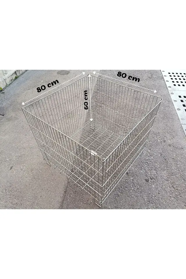 Katlanabilir Tel Sepet 80x80x60cm Çinko