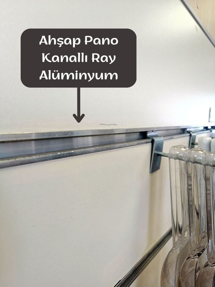 ALÜMİNYUM KANAL PANO RAYI 2 M Ahşap Kanal Rayı, Kanallı Pano Rayı, Tel Askı Asma Kanal Rayı 2 Metre Uzunluğunda Profil