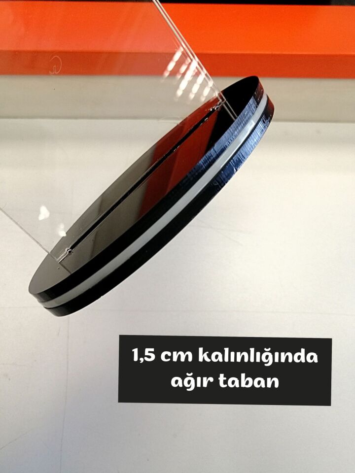 Oval Ağır Tabanlı Pleksi Menülük Karekod Menülük Çift Taraflı, Rüzgardan Uçmayan Ağır Taban