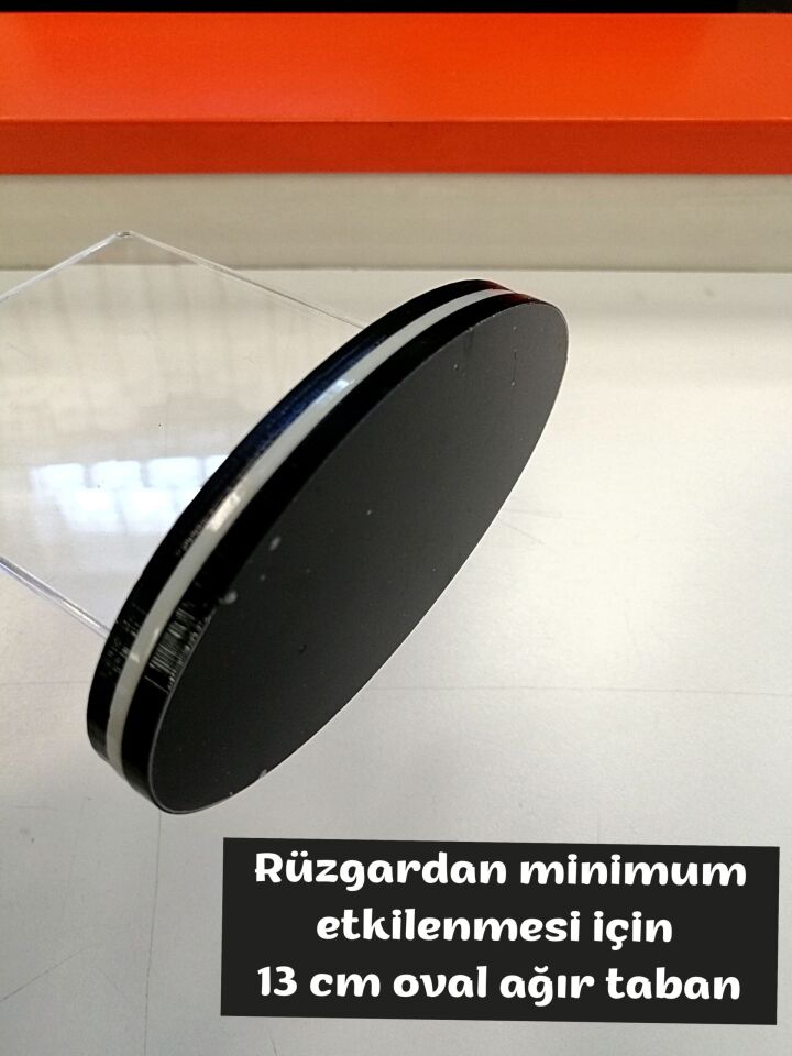 Oval Ağır Tabanlı Pleksi Menülük Karekod Menülük Çift Taraflı, Rüzgardan Uçmayan Ağır Taban