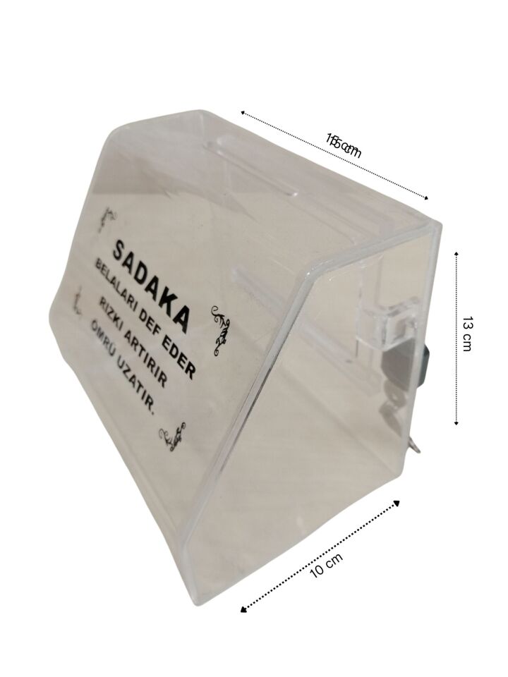 KİLİTLİ PLEKSİ KUTU “SADAKA” 15X10XH:13CM Sadaka Kutusu Tip Box Pleksi Kutu
