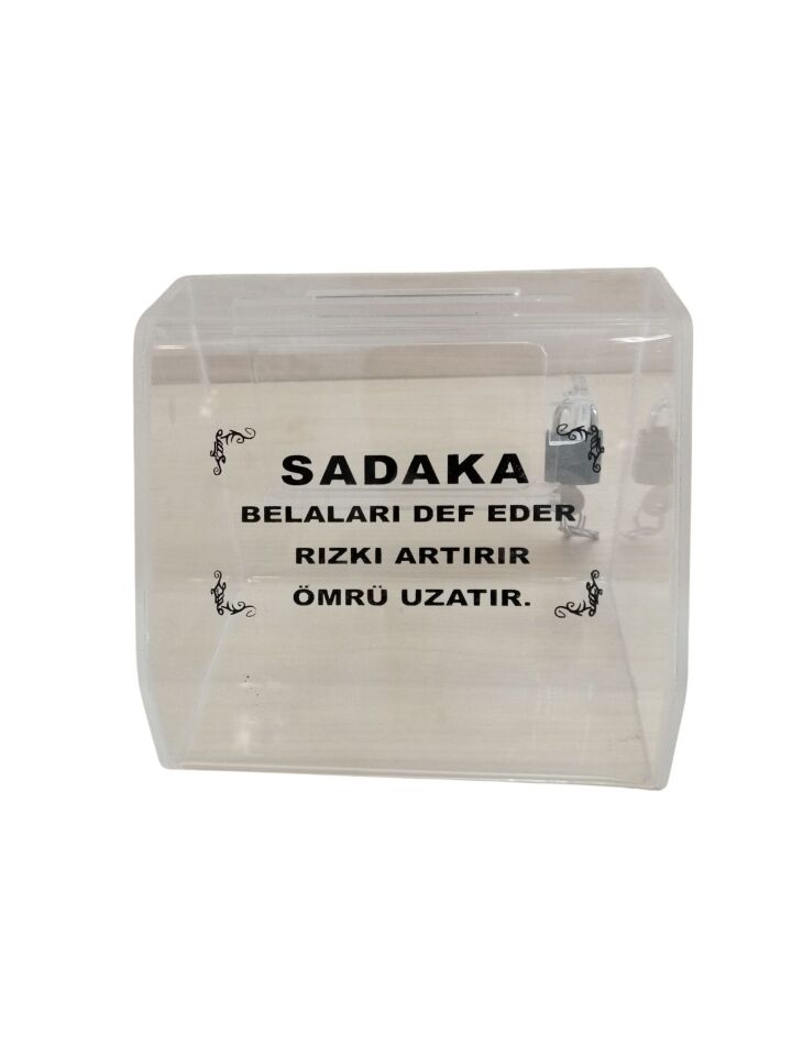 KİLİTLİ PLEKSİ KUTU “SADAKA” 15X10XH:13CM Sadaka Kutusu Tip Box Pleksi Kutu