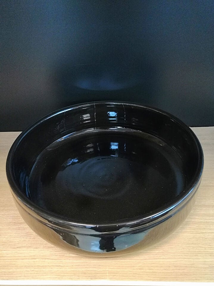 TOPRAK ÇANAK ÇAP:35CM H:11CM SİYAH (SIRLI)