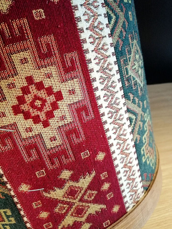 AHŞAP BİDON  Bakliyat Kovası ÇAP:30CM H:30CM KUMAŞ KAPLAMA Bakliyat Teşhir Kova Stand