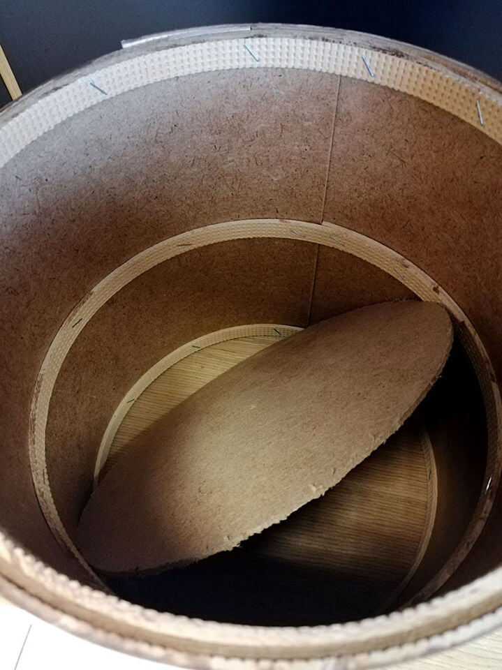 AHŞAP BİDON  Bakliyat Kovası ÇAP:30CM H:30CM KUMAŞ KAPLAMA Bakliyat Teşhir Kova Stand