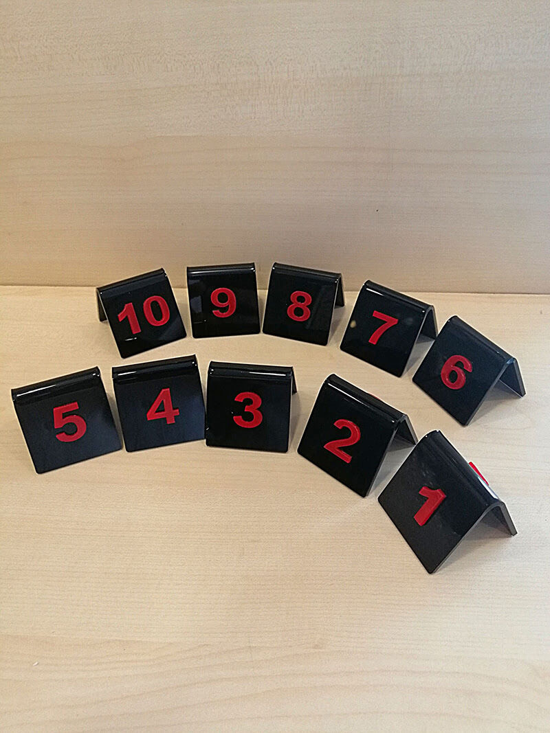 MASA NO 50X50MM (10 LU PAKET) SİYAH-KIRMIZI (288) Masa Numaraları, Pleksi Numeratörler, Çift Taraflı Numaralar, Pleksi Numara Takımı