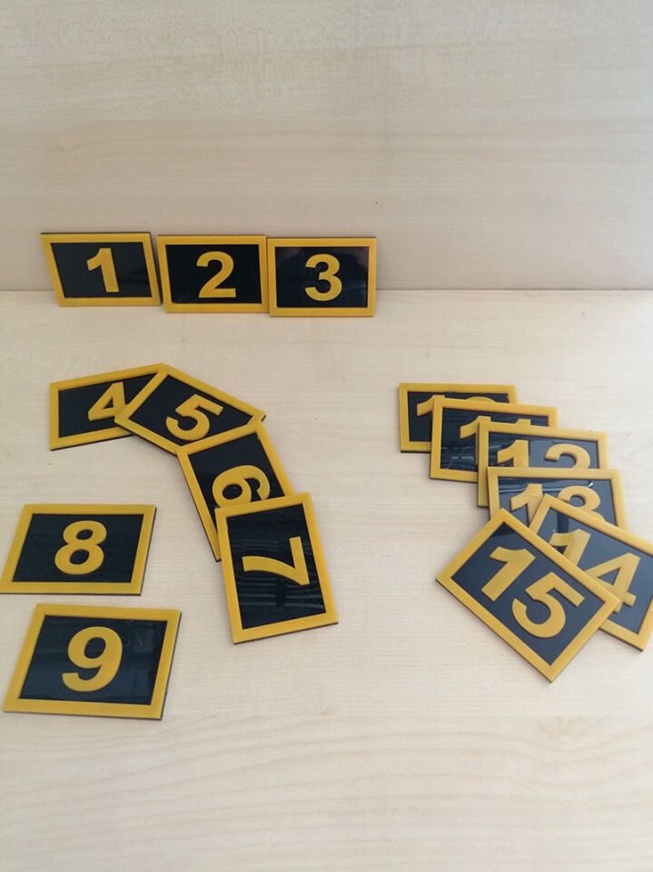 PEÇETELİK NO 5x5CM (15 Lİ PAKET) SİYAH-SARI (7915) 7xMasa Numaraları Peçetelik Numaraları Yapışkanlı Sayılar Pleksi Numeratör Yapışkanlı Sayılar