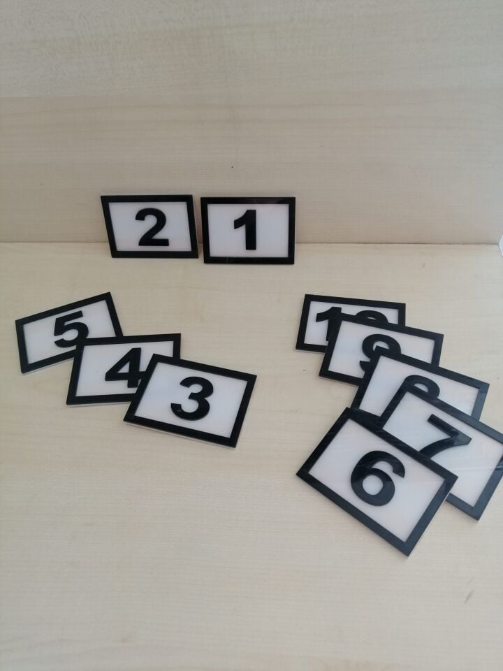 PEÇETELİK NO 7x5CM (10 LU PAKET) BEYAZ-SİYAH (78-10) Masa Numaraları Peçetelik Numaraları Yapışkanlı Sayılar Pleksi Numeratör Yapışkanlı Sayılar