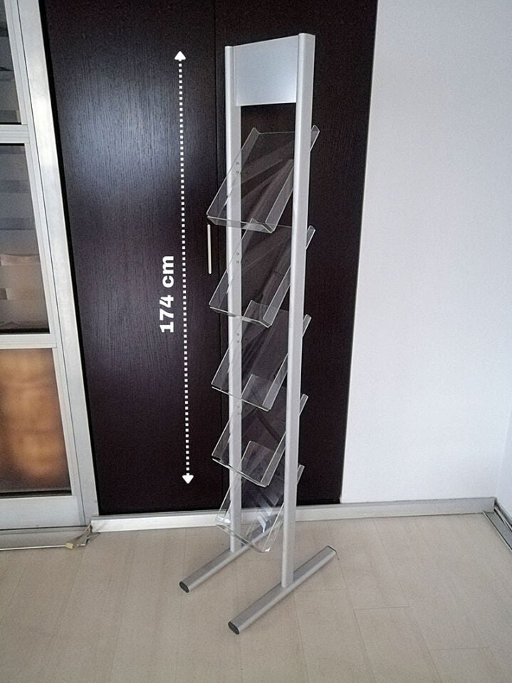 BROŞÜR TAŞIYICI 5 KATLI ALÜMİNYUM-PLEKSİ Dekoratif Şık Broşürlük