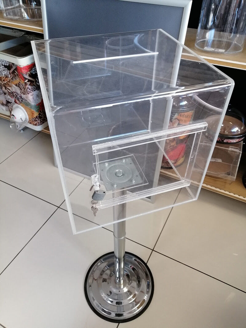 DİLEK ŞİKAYET KUTUSU KİLİTLİ AYAKLI 30X30X30 H:103CM Dilek ve Şikayet için Kutu Form Kutusu Pleksi