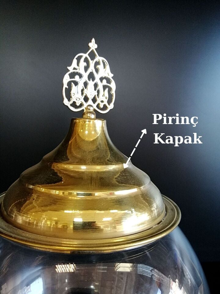 CAM AKVARYUM İNCE KÜÇÜK 45068 + SARI KAPAK Şeffaf Bal Reçel Sunum ve Teşhir Cam Kavanoz Akvaryum Pirinç Kapaklı