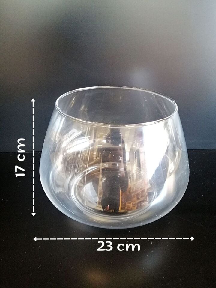CAM AKVARYUM İNCE ORTA 43333 + SARI KAPAK Şeffaf Bal Reçel Sunum ve Teşhir Cam Kavanoz Akvaryum Pirinç Kapaklı