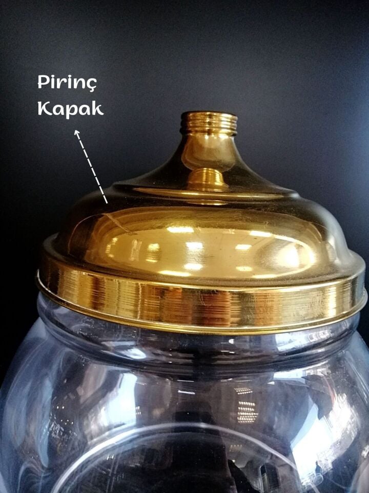 CAM AKVARYUM KAVANOZ TİPİ (45078) + SARI KAPAK Şeffaf Bal Reçel Sunum ve Teşhir Cam Kavanoz Akvaryum Pirinç Kapaklı