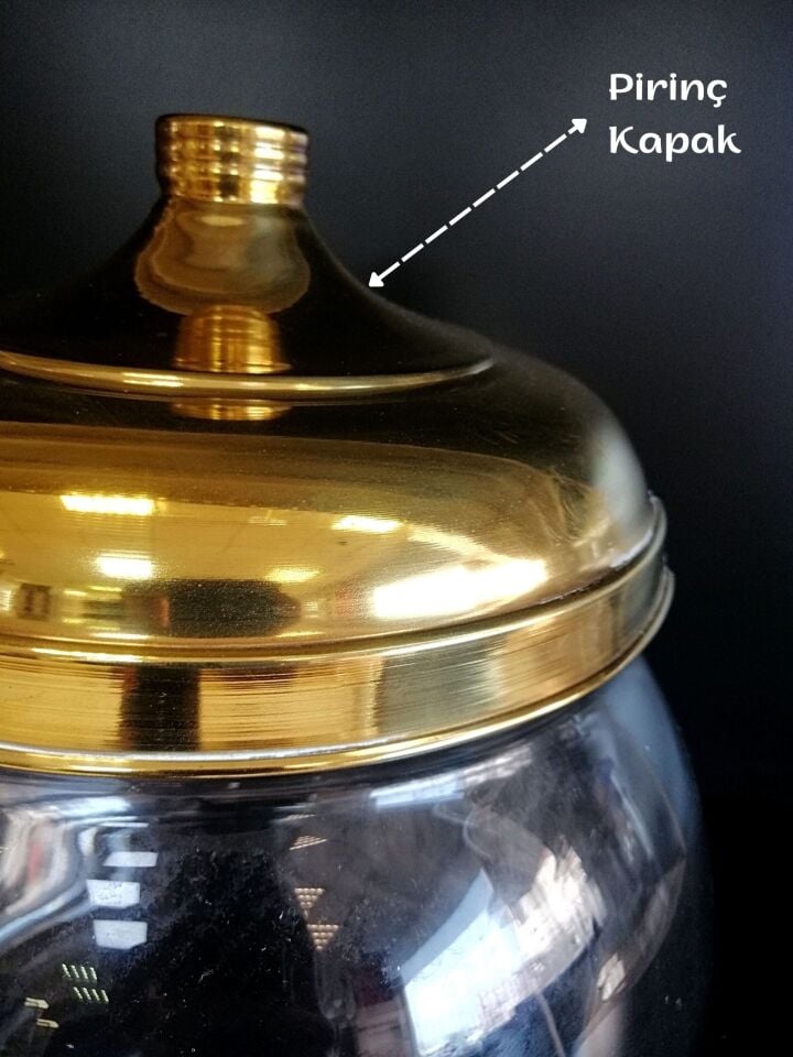 CAM AKVARYUM KAVANOZ TİPİ + SARI KAPAKLI Şeffaf Bal Reçel Sunum ve Teşhir Cam Kavanoz Akvaryum Pirinç Kapaklı