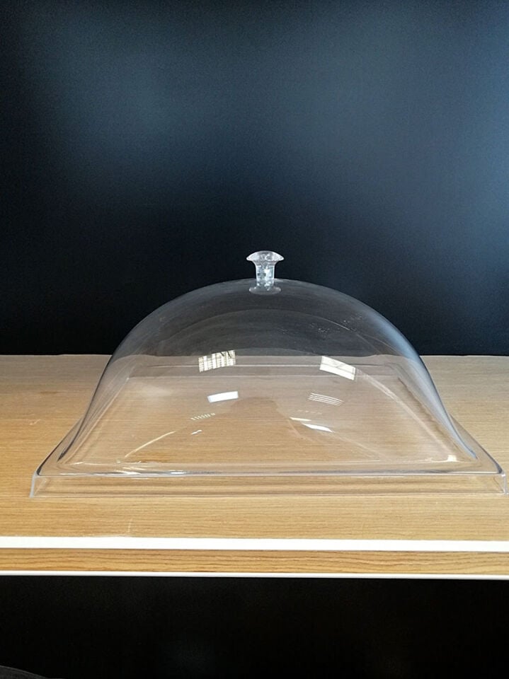 KV KÜVET KAPAKLI 26X28XH:21CM (8,5 LT) Şeffaf Mika Ürün Teşhir ve Saklama Tepsisi Küveti, Dikdörtgen Ürün Teşhir Kapaklı Küvet