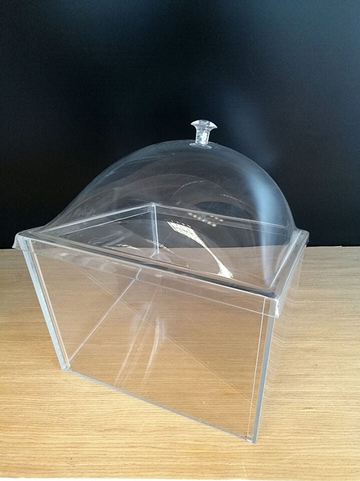 KV KÜVET KAPAKLI 26X28XH:21CM (8,5 LT) Şeffaf Mika Ürün Teşhir ve Saklama Tepsisi Küveti, Dikdörtgen Ürün Teşhir Kapaklı Küvet