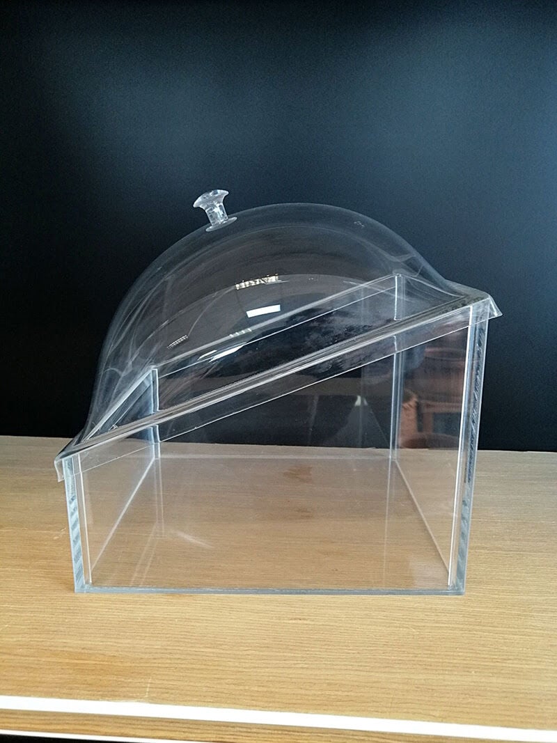 KV KÜVET KAPAKLI 26X28XH:21CM (8,5 LT) Şeffaf Mika Ürün Teşhir ve Saklama Tepsisi Küveti, Dikdörtgen Ürün Teşhir Kapaklı Küvet