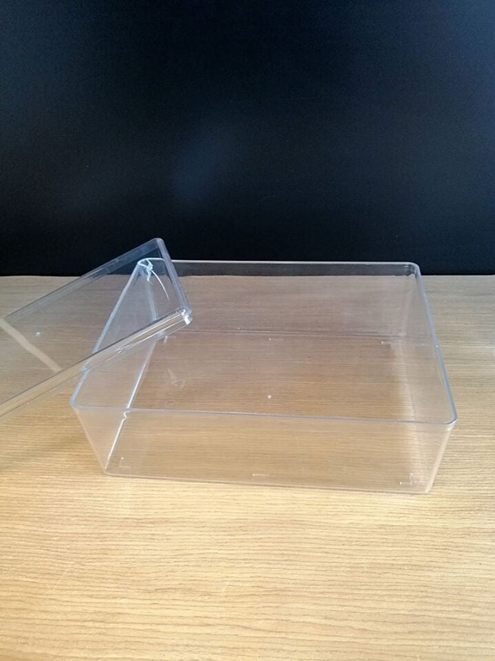 KV KÜVET KAPAKLI 19X25XH:8,5CM (3,40 LT) KÜLTÜR Şeffaf Mika Ürün Teşhir ve Saklama Tepsisi Küveti, Dikdörtgen Ürün Teşhir Kapaklı Küvet