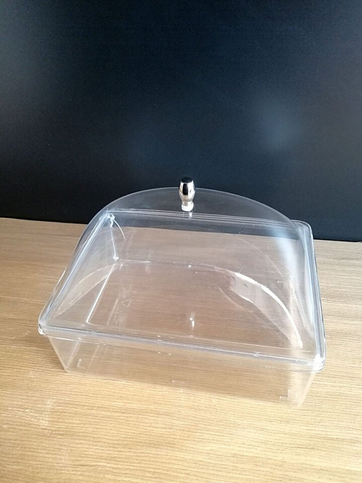 KV KÜVET KAPAKLI 19X25XH:8,5CM (3,40 LT) KÜLTÜR Şeffaf Mika Ürün Teşhir ve Saklama Tepsisi Küveti, Dikdörtgen Ürün Teşhir Kapaklı Küvet