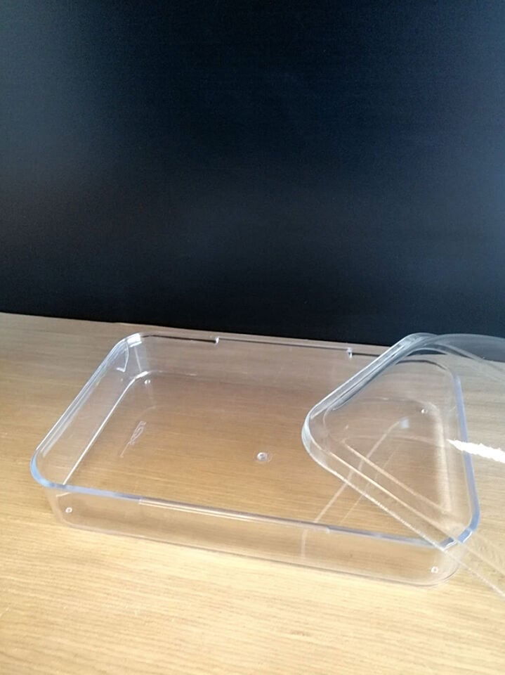 KV KÜVET KAPAKLI 32,5X21,5XH:16CM (K-0035)Şeffaf Mika Ürün Teşhir ve Saklama Tepsisi Küveti, Dikdörtgen Ürün Teşhir Kapaklı Küvet
