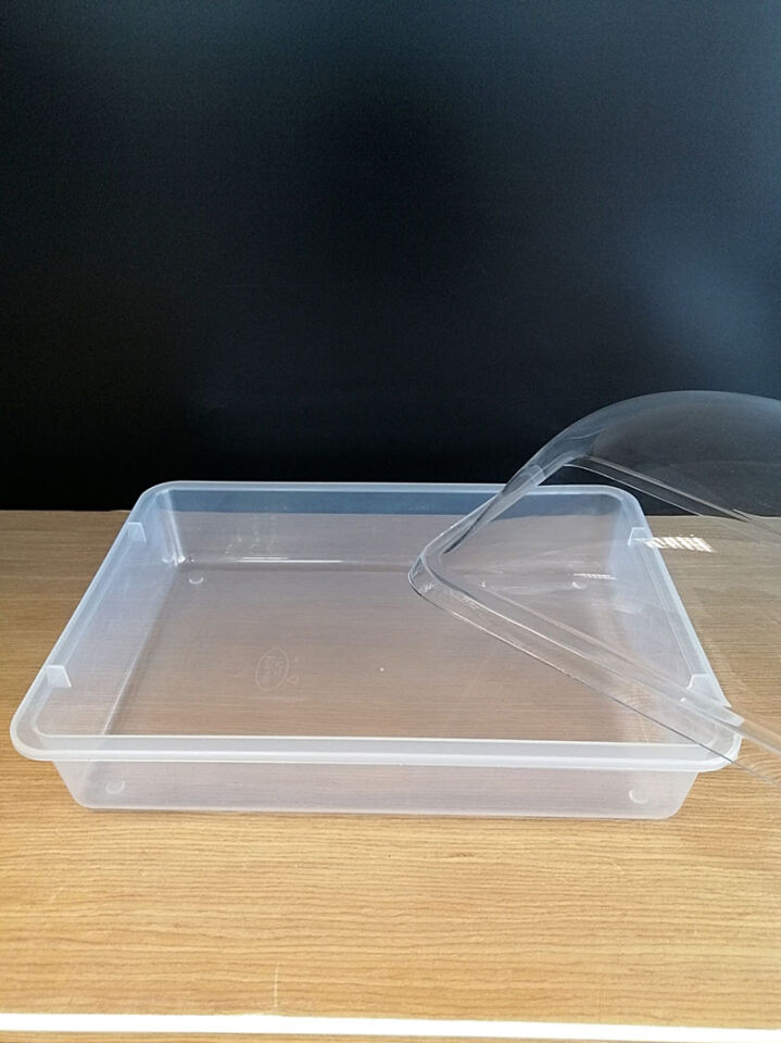 KV KÜVET KAPAKLI 36X27XH:18CM PLEKSİ KAPAK NO:4 Şeffaf Mika Ürün Teşhir ve Saklama Tepsisi Küveti, Dikdörtgen Ürün Teşhir Kapaklı Küvet