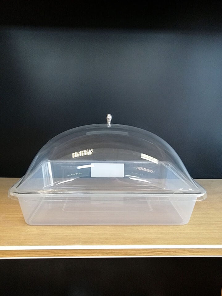 KV KÜVET KAPAKLI 41X31XH:23CM PLEKSİ KAPAK NO:5 (MEZE)Şeffaf Mika Ürün Teşhir ve Saklama Tepsisi Küveti, Dikdörtgen Ürün Teşhir Kapaklı Küvet