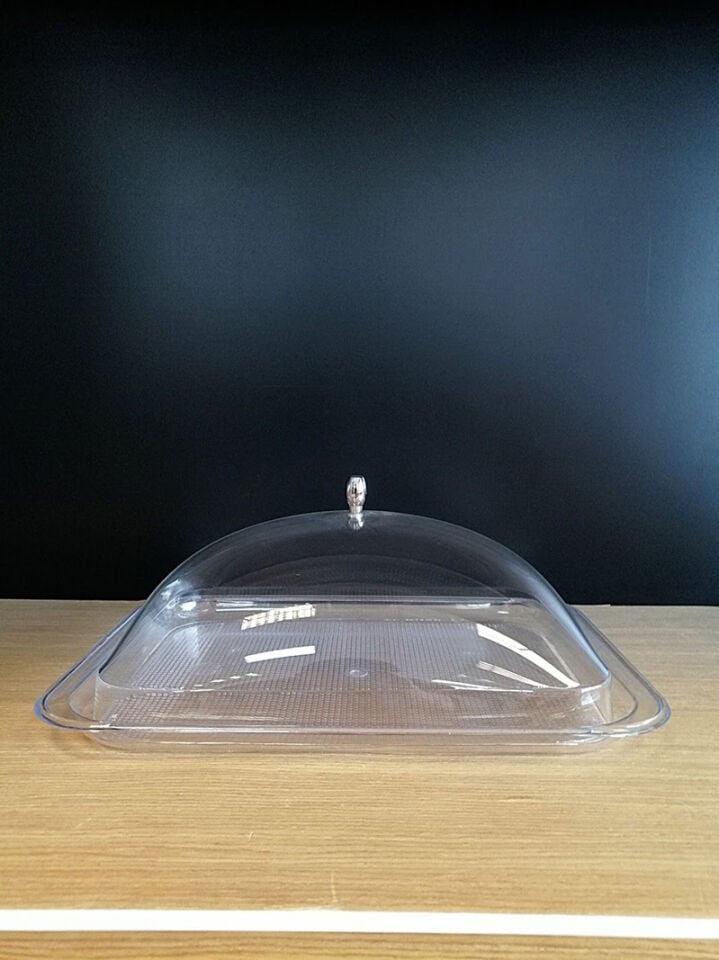 KV TEPSİ KAPAKLI 34,5X25XH:13CM (KV-13) Ürün Teşhir ve Sunum Tepsisi Kapaklı Dayanıklı Kapak Mika Tepsi Pleksi Kapak