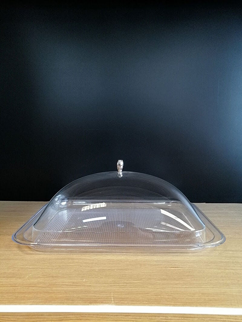KV TEPSİ KAPAKLI 34,5X25XH:13CM (KV-13) Ürün Teşhir ve Sunum Tepsisi Kapaklı Dayanıklı Kapak Mika Tepsi Pleksi Kapak