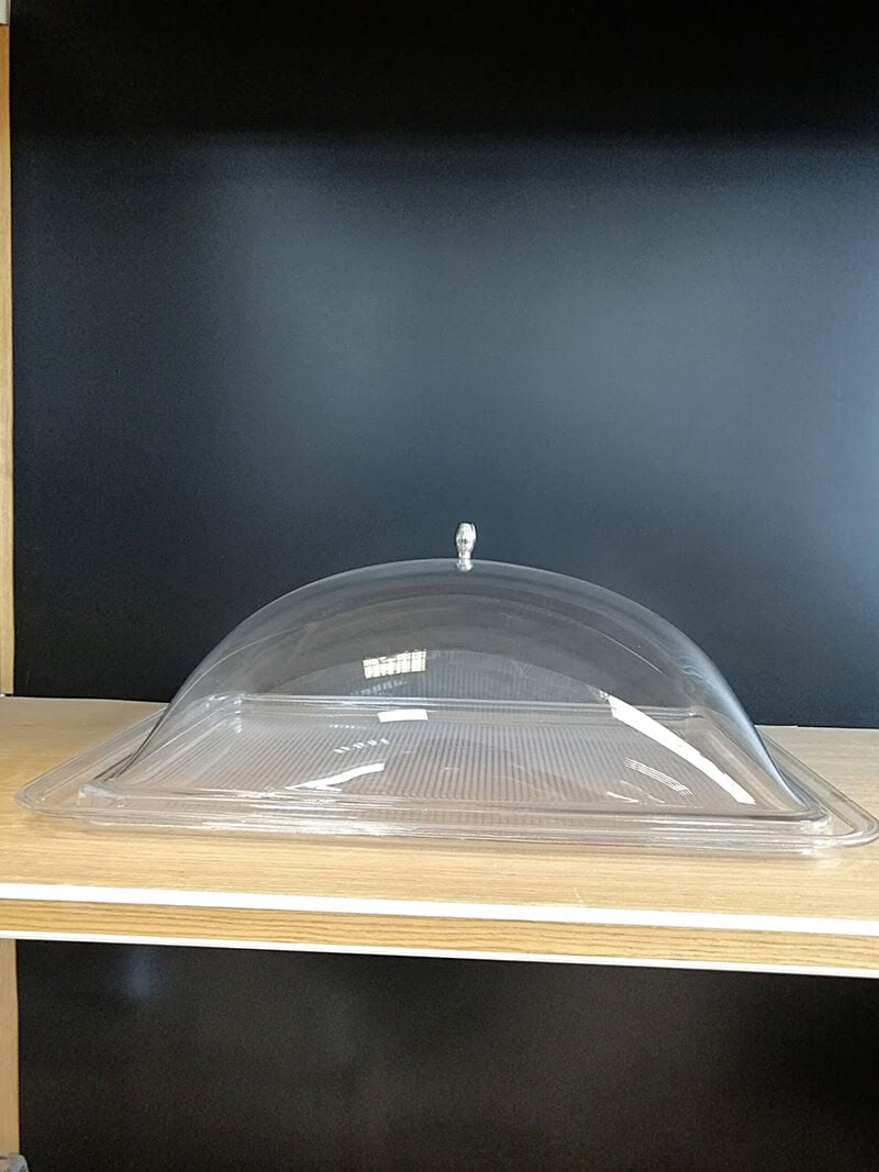KV TEPSİ KAPAKLI 46X33XH:19CM (KV-08) Şeffaf Ürün Teşhir ve Sunum Tepsisi Gıda Teşhir Tepsisi Kapaklı Pleksi Kapak Kapaklı Tepsi