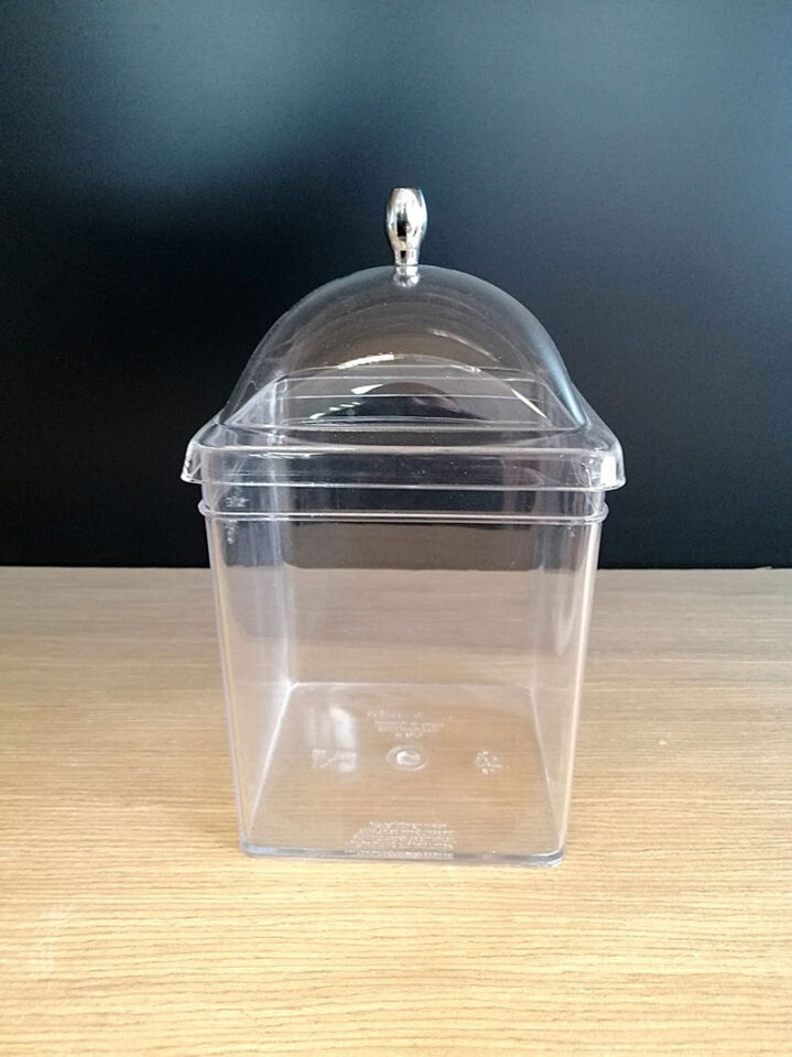 KV KÖŞELİ KAVANOZ NO:2 13X13XH:21CM KAPAKLI 1,75 Akrilik Köşeli Kavanoz Şeffaf Ürün Teşhiri Tezgah önü Teşhir Ürünü