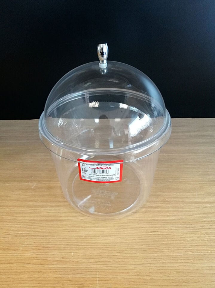 KV YUVARLAK KAVANOZ NO:3 ÇAP:21XH:27CM PLEKSİ KAPAK 4 LT Teşhir Ürünü Cam Kavanoz Ürün Gösterim Şeffaf Cam Kavanoz Pleksi Dayanıklı Kapak