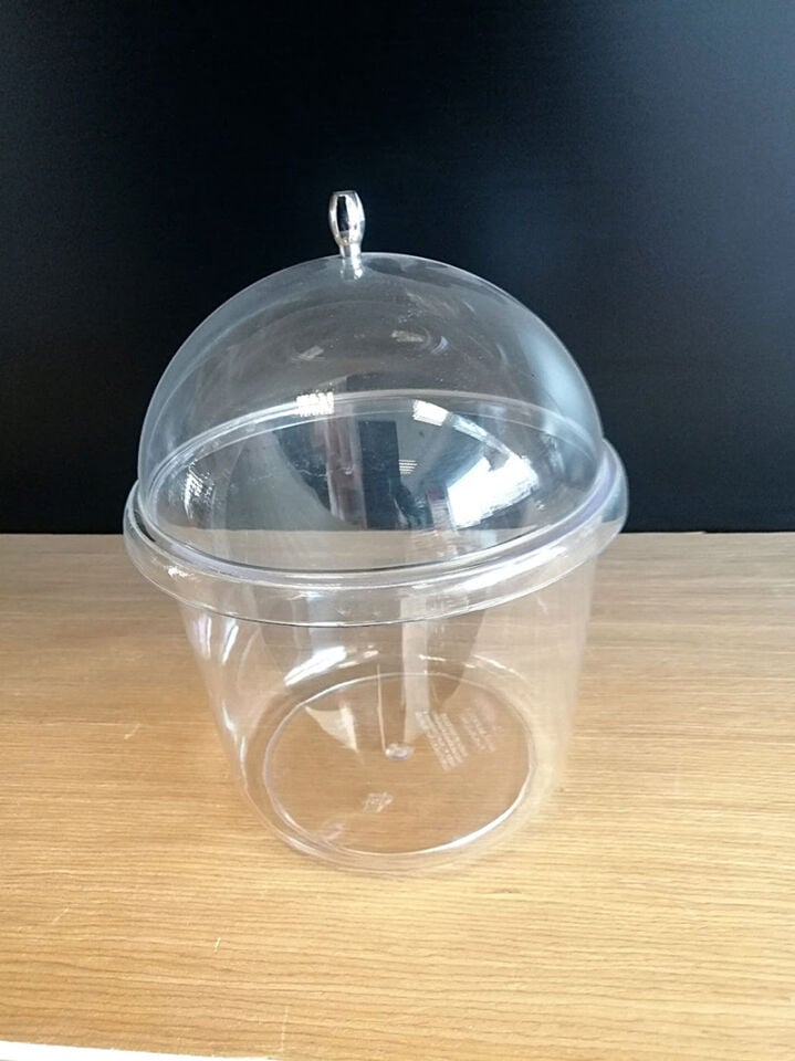 KV YUVARLAK KAVANOZ NO:2 ÇAP:19XH:25CM PLEKSİ KAPAK 3LT Teşhir Ürünü Cam Kavanoz Ürün Gösterim Şeffaf Cam Kavanoz Pleksi Dayanıklı Kapak
