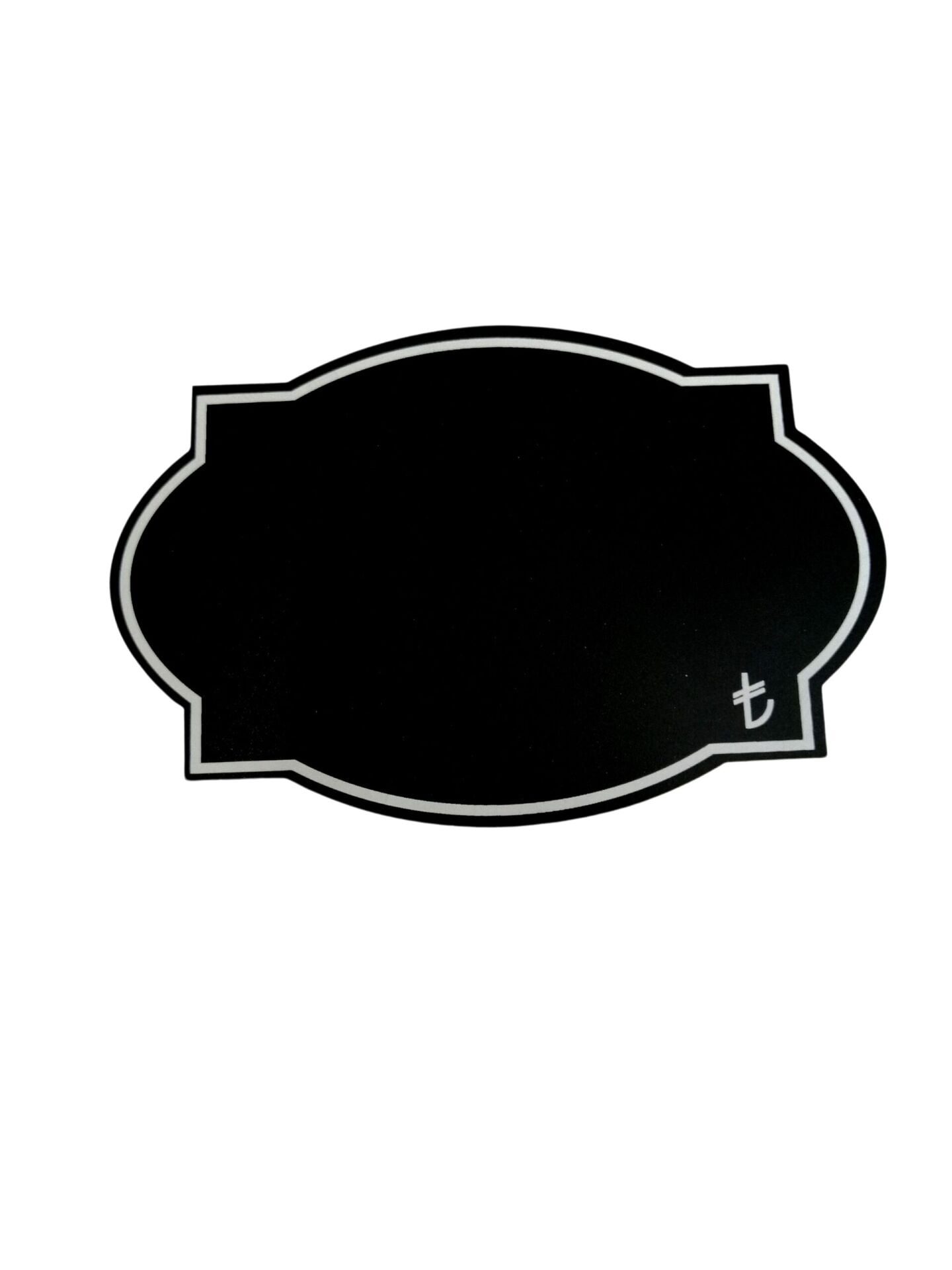 KARA TAHTA (12cm x H:8cm) KÖŞELİ OVAL 1646 Silinebilir Dekoratif Etiket ve Etiketlik PVC Siyah Etiket