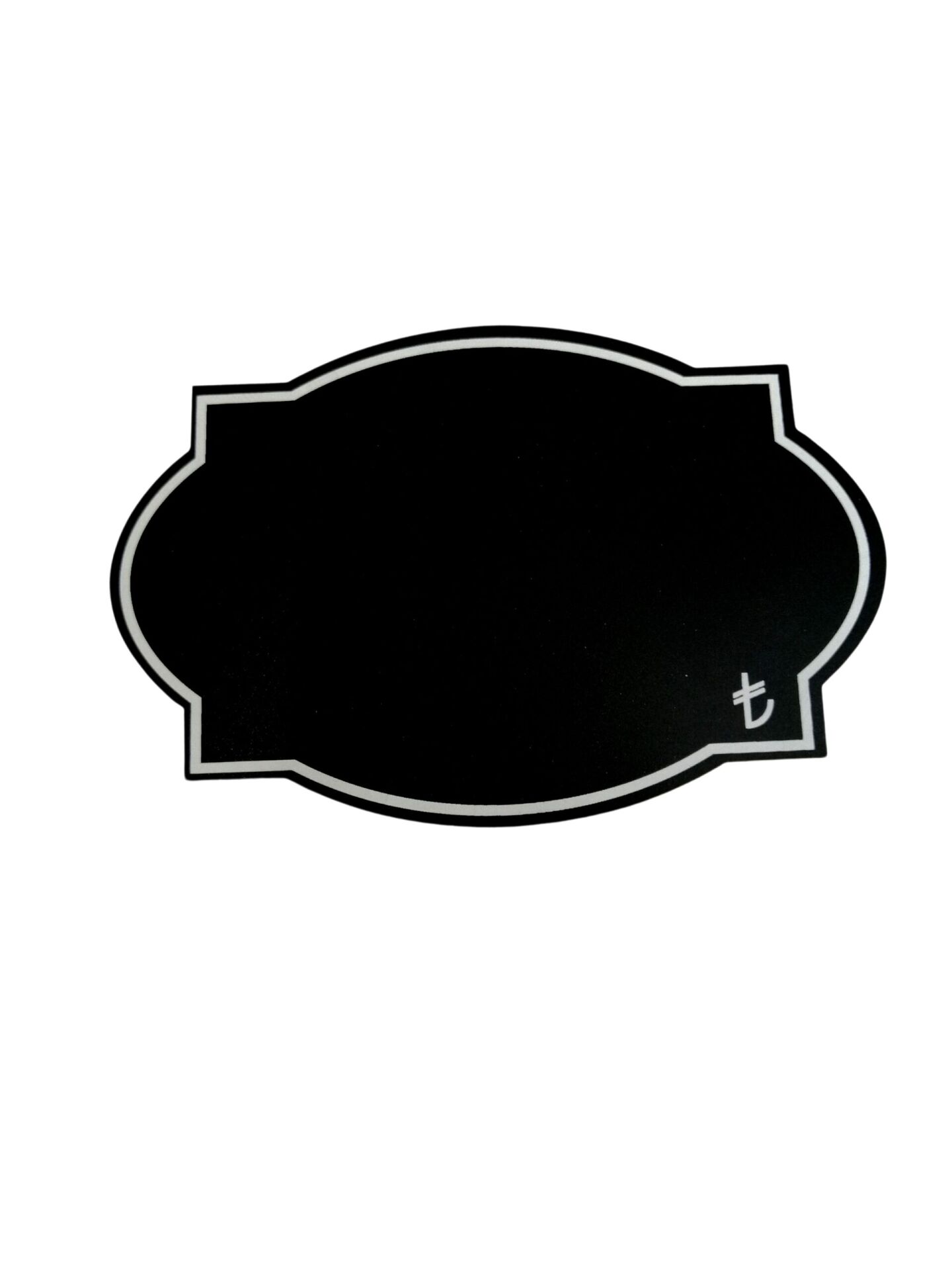 KARA TAHTA (12cm x H:8cm) KÖŞELİ OVAL 1646 Silinebilir Dekoratif Etiket ve Etiketlik PVC Siyah Etiket