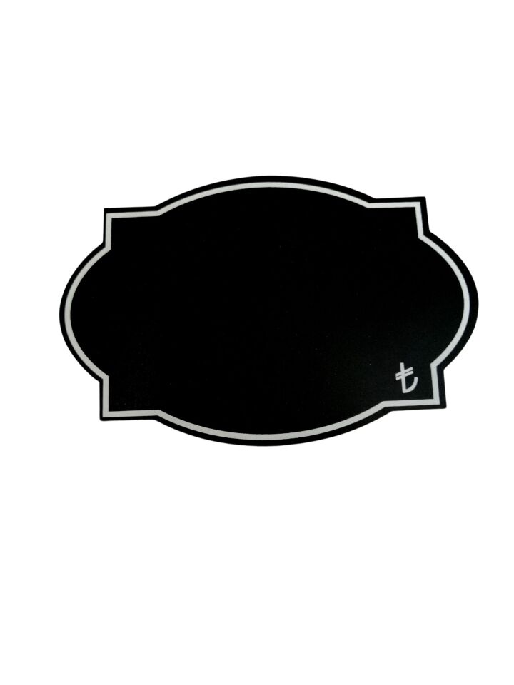 KARA TAHTA (12cm x H:8cm) KÖŞELİ OVAL 1646 Silinebilir Dekoratif Etiket ve Etiketlik PVC Siyah Etiket