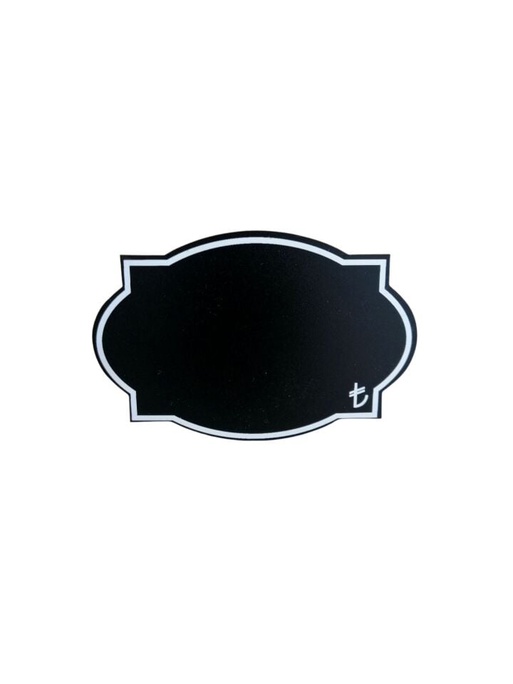 KARA TAHTA (9cm x H:6cm) OVAL KÖŞE KARE 1642 Silinebilir Dekoratif Etiket ve Etiketlik PVC Siyah Etiket