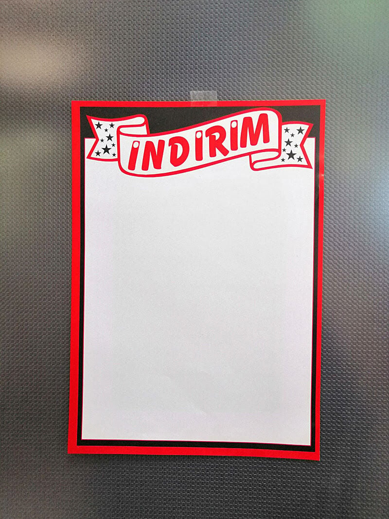 İNDİRİM BASKILI A4 ETİKET ADET Poster Etiket Kağıt Etiket A4 Boyutunda İndirim Etiketi Satış Etiketi Karton Kağıt Etiket