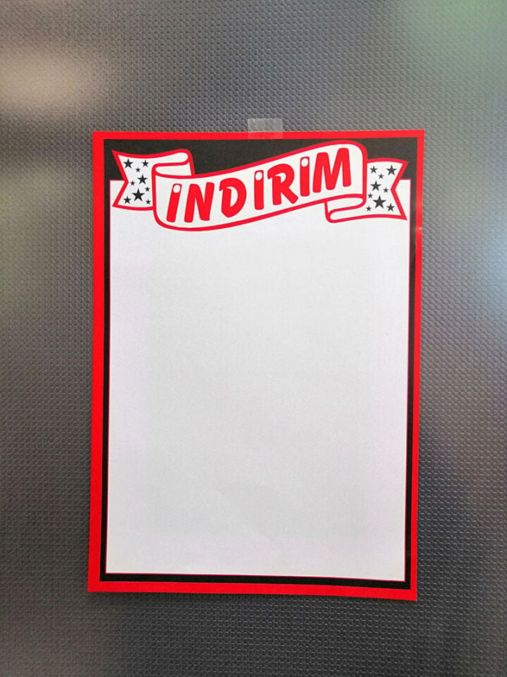 İNDİRİM BASKILI A4 ETİKET ADET Poster Etiket Kağıt Etiket A4 Boyutunda İndirim Etiketi Satış Etiketi Karton Kağıt Etiket
