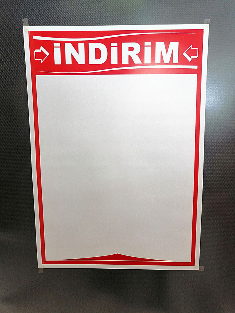 İNDİRİM BASKILI A2 ETİKET ADET 64X45 CM Po,ster Etiket Kağıt Etiket A2 Boyutunda İndirim Etiketi Satış Etiketi Karton Kağıt Etiket