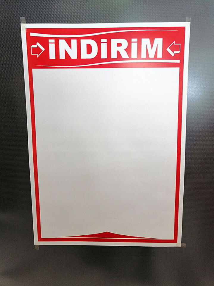 İNDİRİM BASKILI A2 ETİKET ADET 64X45 CM Po,ster Etiket Kağıt Etiket A2 Boyutunda İndirim Etiketi Satış Etiketi Karton Kağıt Etiket