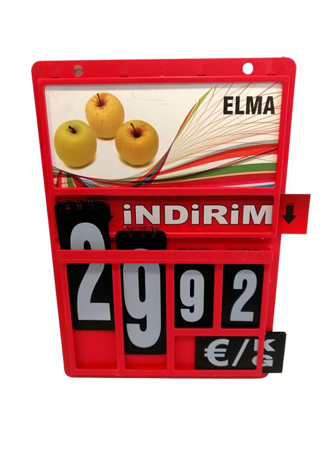 MANAV ETİKETLİĞİ 245X170 RAKAMLI ÇİFT HANE Siyah Rakamları Değişen Resimli Manav Etiketliği Askılı Manav Etiketliği