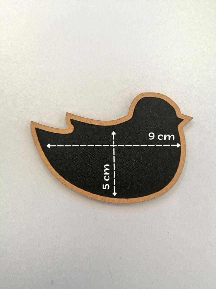 KARA TAHTA (9cm x H:5cm) KUŞ Silinebilir Dekoratif Etiket ve Etiketlik PVC Siyah Etiket