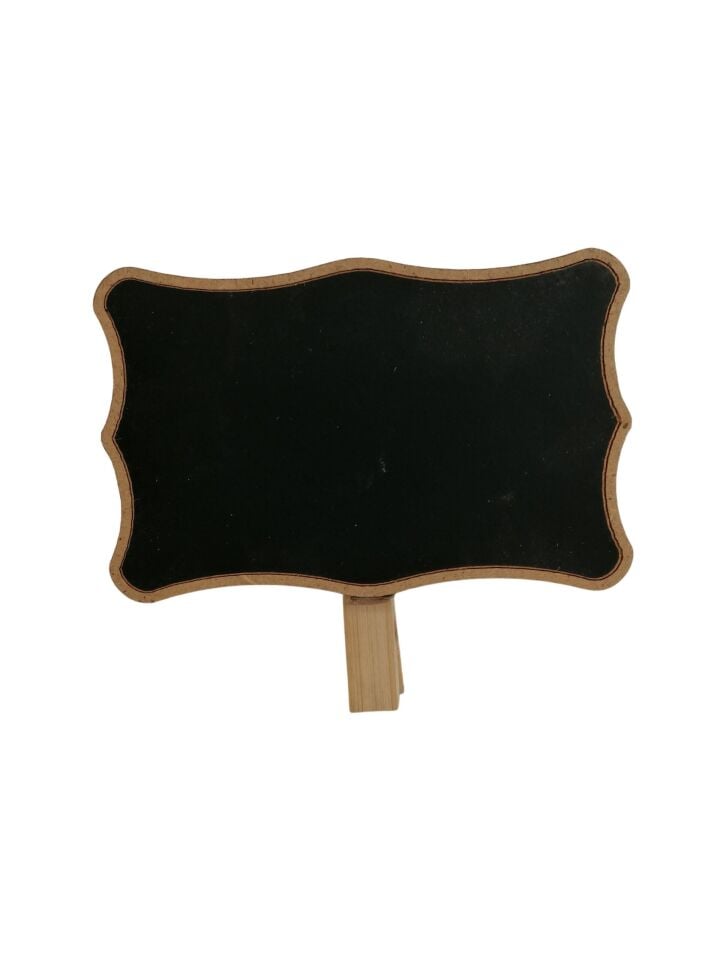KARA TAHTA (11cm x H:7cm) KIVRIMLI MANDALLI (KALIN) Silinebilir Dekoratif Etiket ve Etiketlik PVC Siyah Etiket