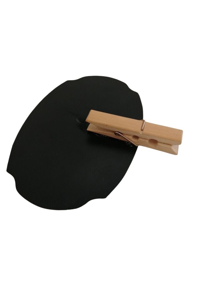 KARA TAHTA (12 x 8cm) OVAL MANDALLI Silinebilir Dekoratif Etiket ve Etiketlik PVC Siyah Etiket