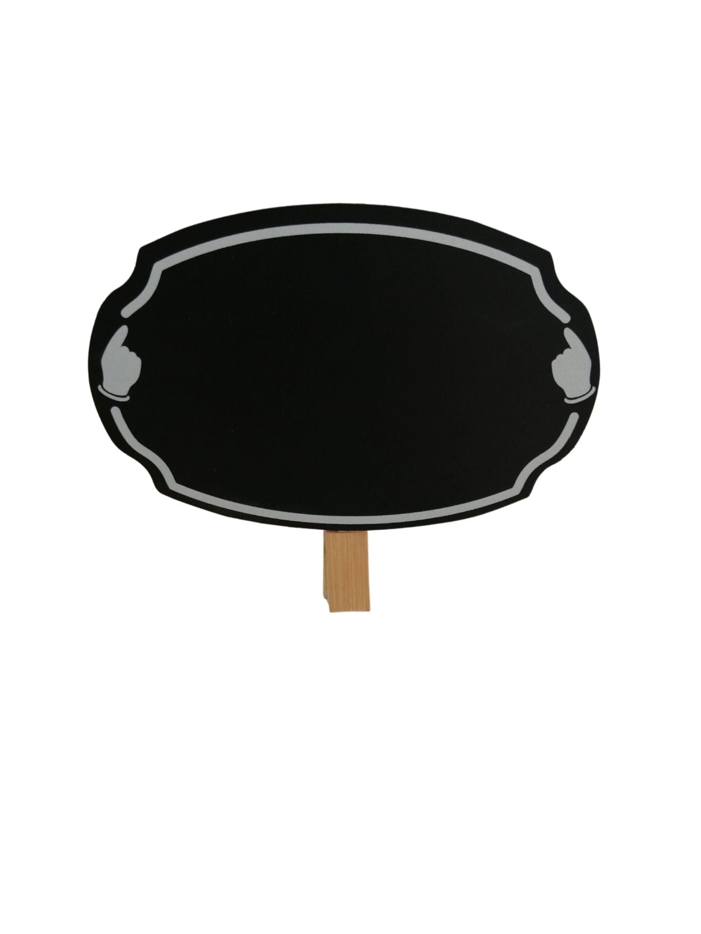KARA TAHTA (12 x 8cm) OVAL MANDALLI Silinebilir Dekoratif Etiket ve Etiketlik PVC Siyah Etiket