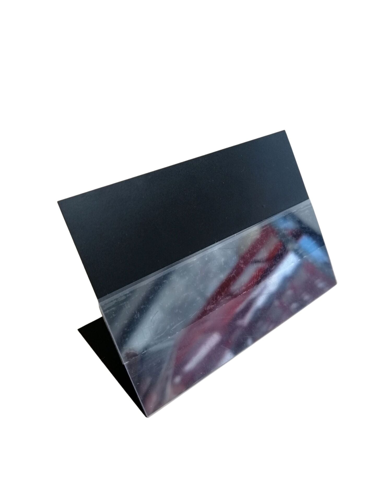 KARA TAHTA AÇILI AYAKLI- PVC (10cm x H:7cm) Silinebilir Dekoratif Etiket ve Etiketlik PVC Siyah Etiket