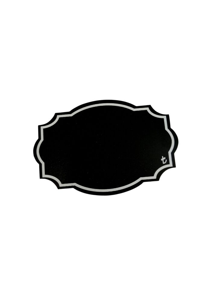 KARA TAHTA 9XH:6CM OVAL ELİPS KÖŞE 1643 Silinebilir Dekoratif Etiket ve Etiketlik PVC Siyah Etiket