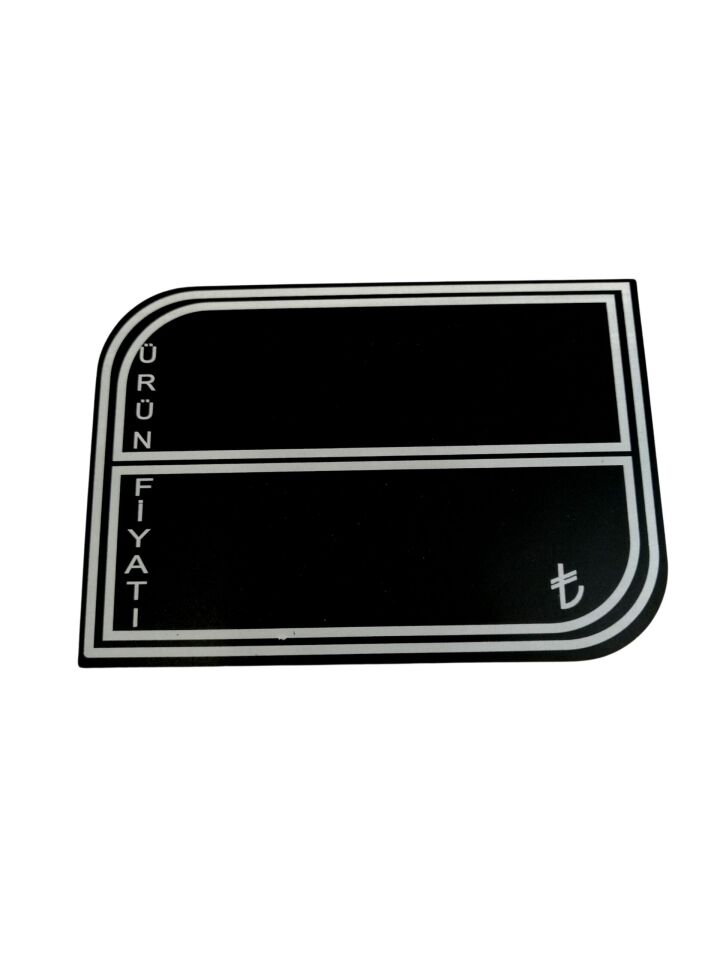 KARA TAHTA (13cm x H:8cm) OVAL KÖŞELİ DİKDÖRTGEN 1649 Silinebilir Dekoratif Etiket ve Etiketlik PVC Siyah Etiket