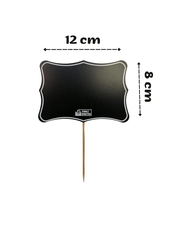 KARA TAHTA EKO KIVRIMLI 12x8cm Silinebilir Dekoratif Etiket ve Etiketlik PVC Siyah Etiket
